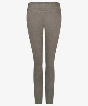 IBANA Colette Suede | Classic Grey< High Waist | Leren Broeken