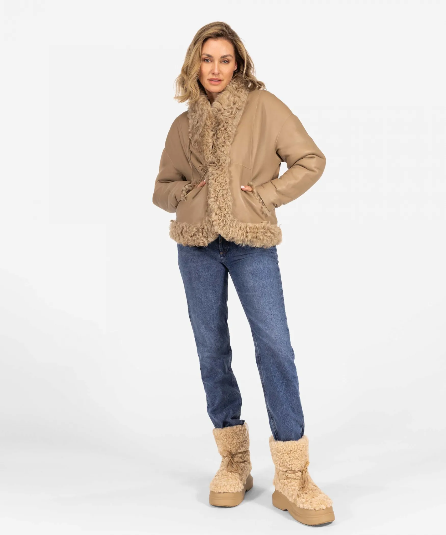 IBANA Curly | Beige< Leren Jassen | Lammy