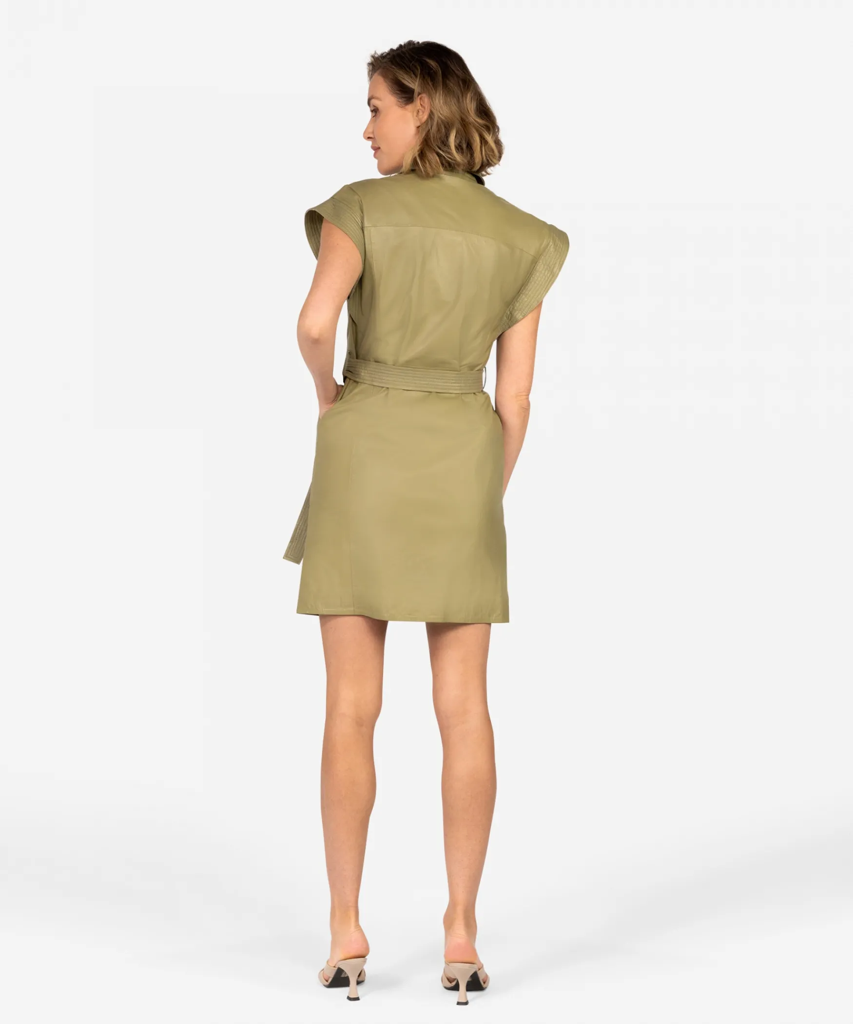 IBANA Dalisa | MOSS GREEN< Leren Jurken | Mini Jurken