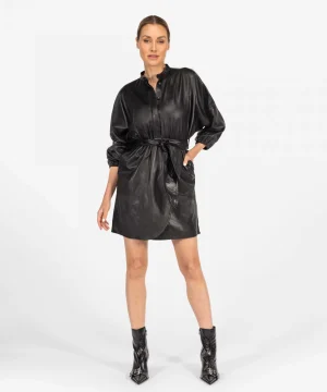 IBANA Daphni | Black< Leren Jurken | Mini Jurken