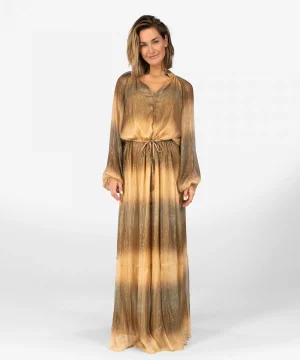 IBANA Diona Lurex | Neutral Ombre Print< Maxi Jurken