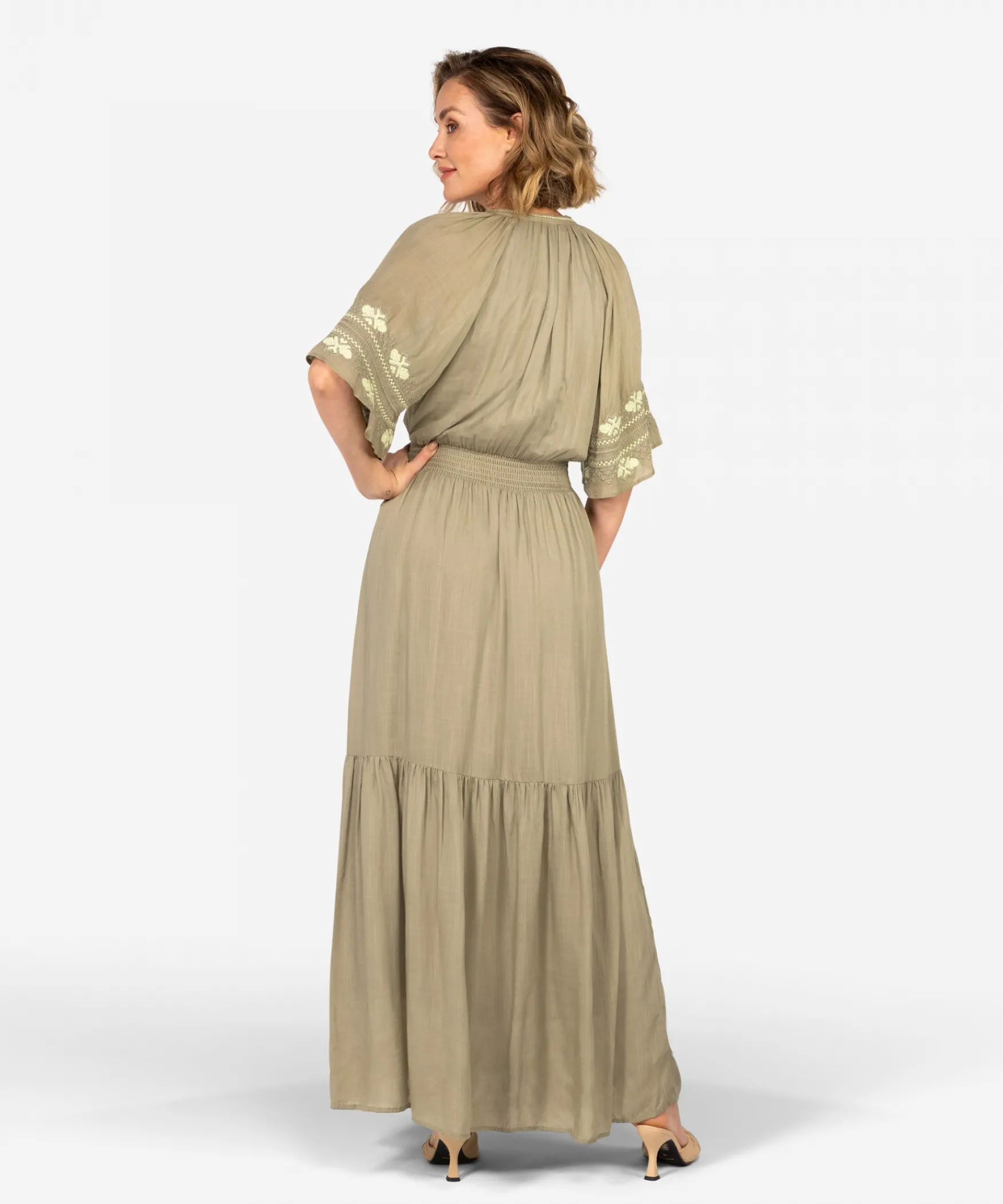 IBANA Donia | MOSS GREEN< Maxi Jurken