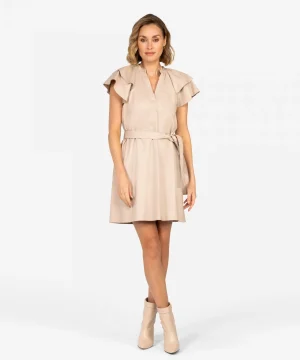 IBANA Driffle | Almond white< Midi Jurken | Leren Jurken