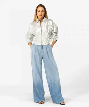IBANA Jules metallic | Sparkling Silver< Leren Jassen