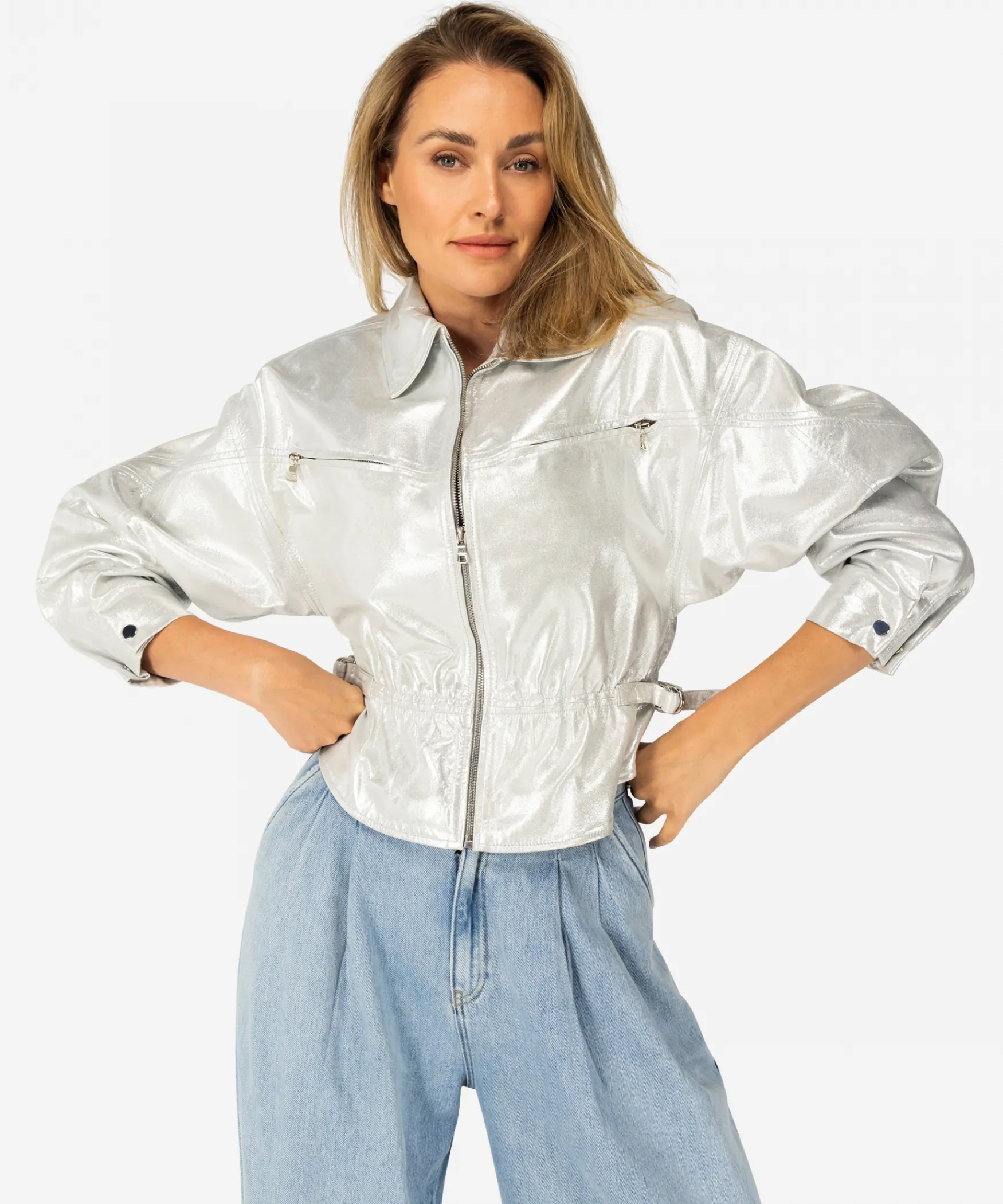 IBANA Jules metallic | Sparkling Silver< Leren Jassen