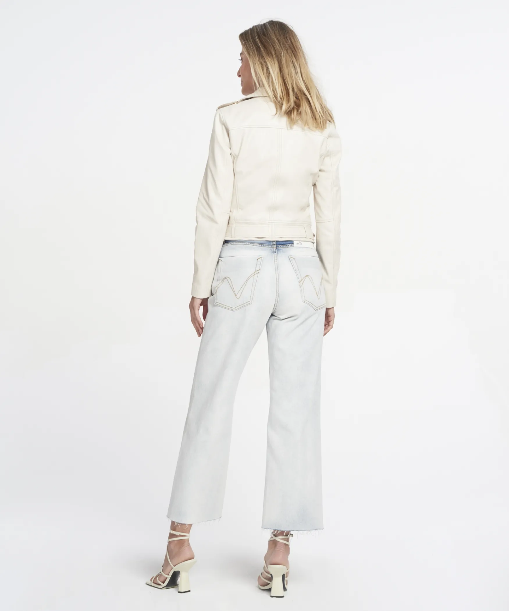 IBANA MOSS | WHITE LINEN< Leren Jassen