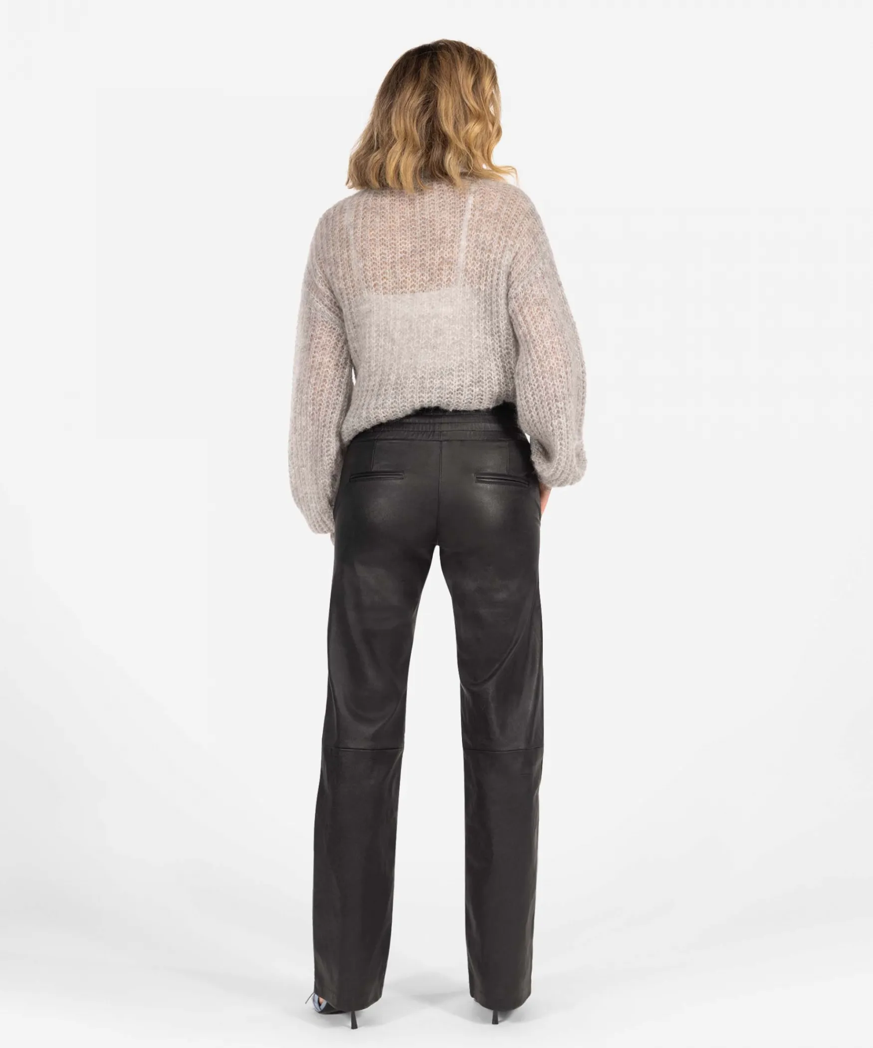 IBANA Phibby | Black< Leren Broeken | Mid Waist