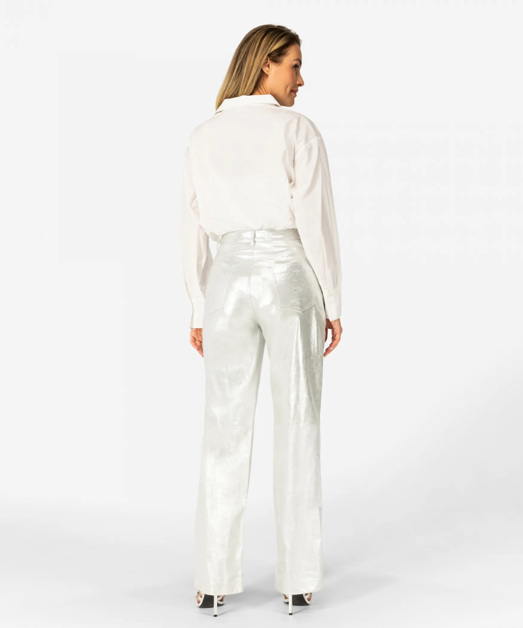 IBANA Pican Metallic | Sparkling Silver< High Waist | Leren Broeken