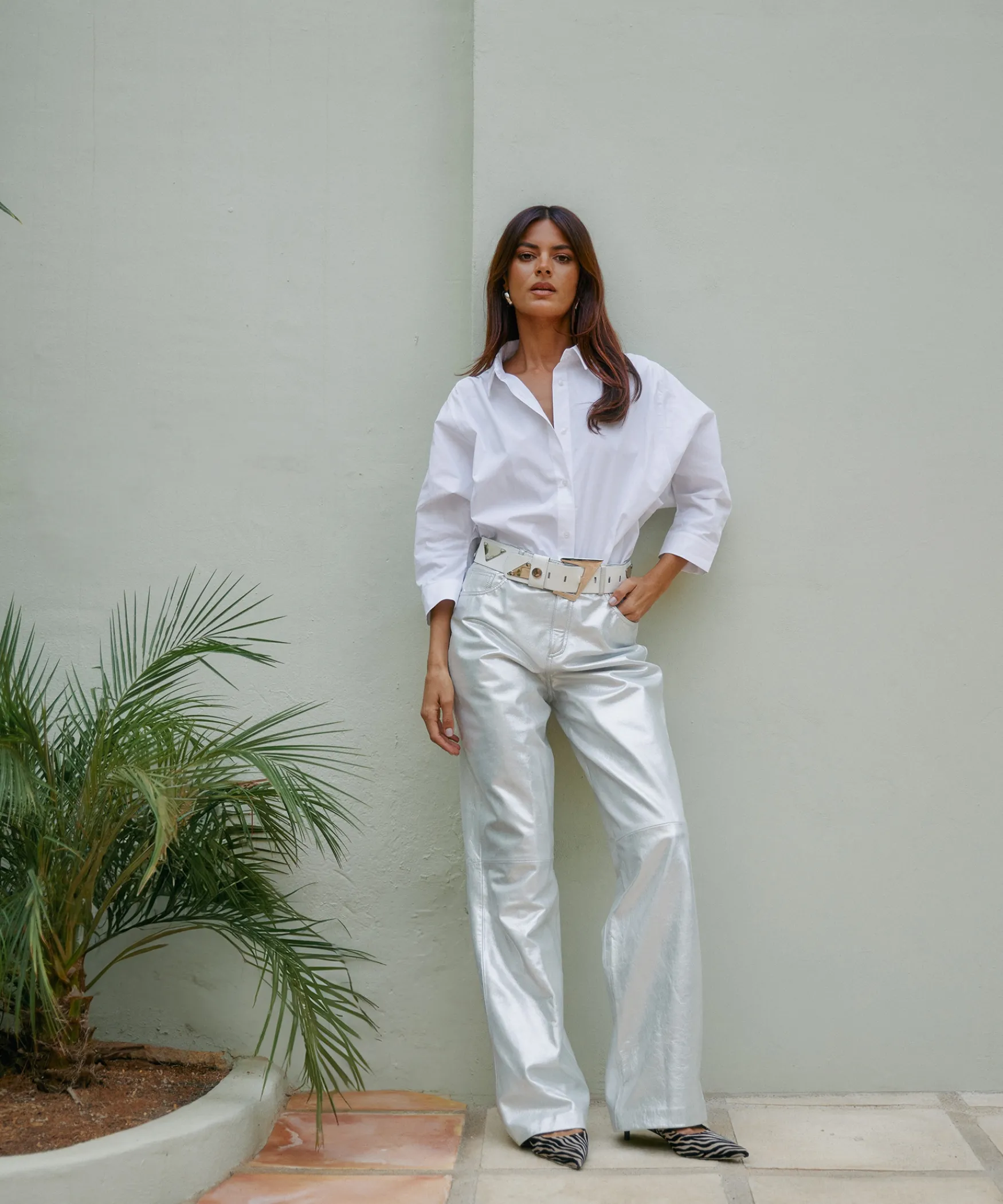 IBANA Pican Metallic | Sparkling Silver< High Waist | Leren Broeken