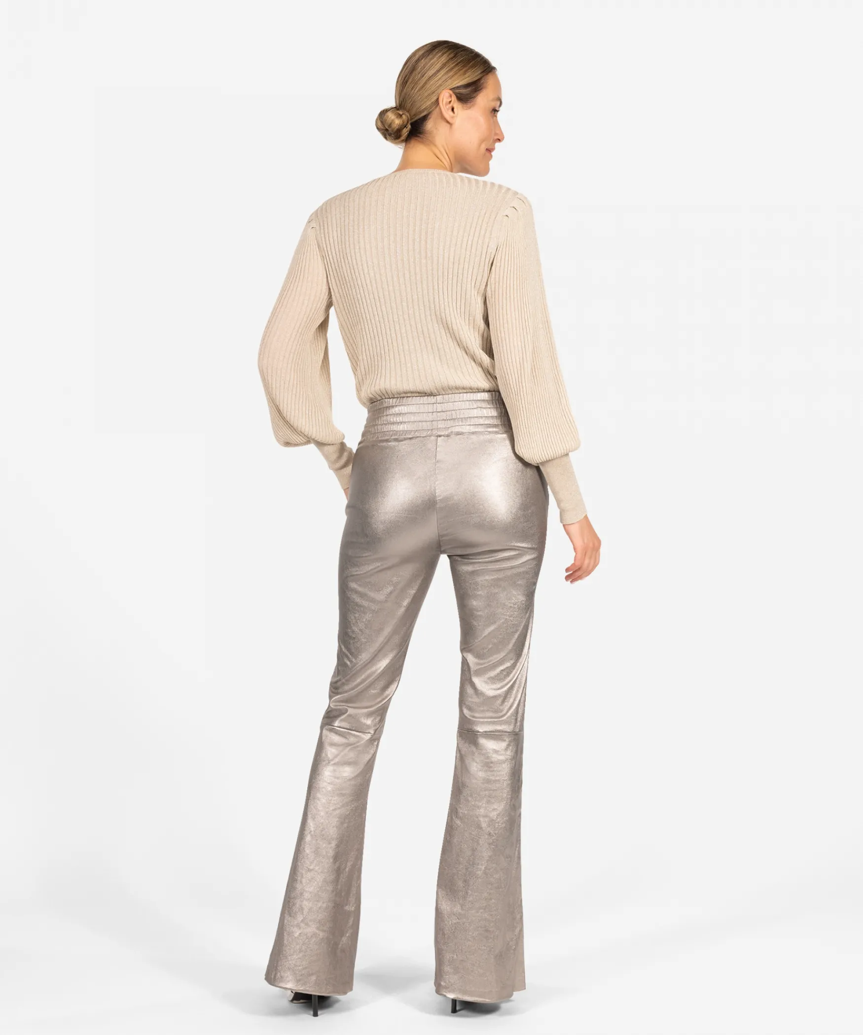 IBANA Pinnie Metallic | Classic Grey< High Waist | Flared